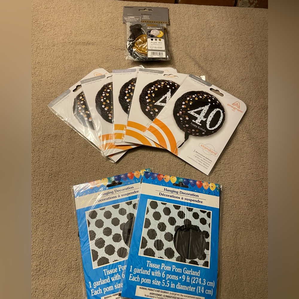 Black and Gold 40th Birthday Decoration Set